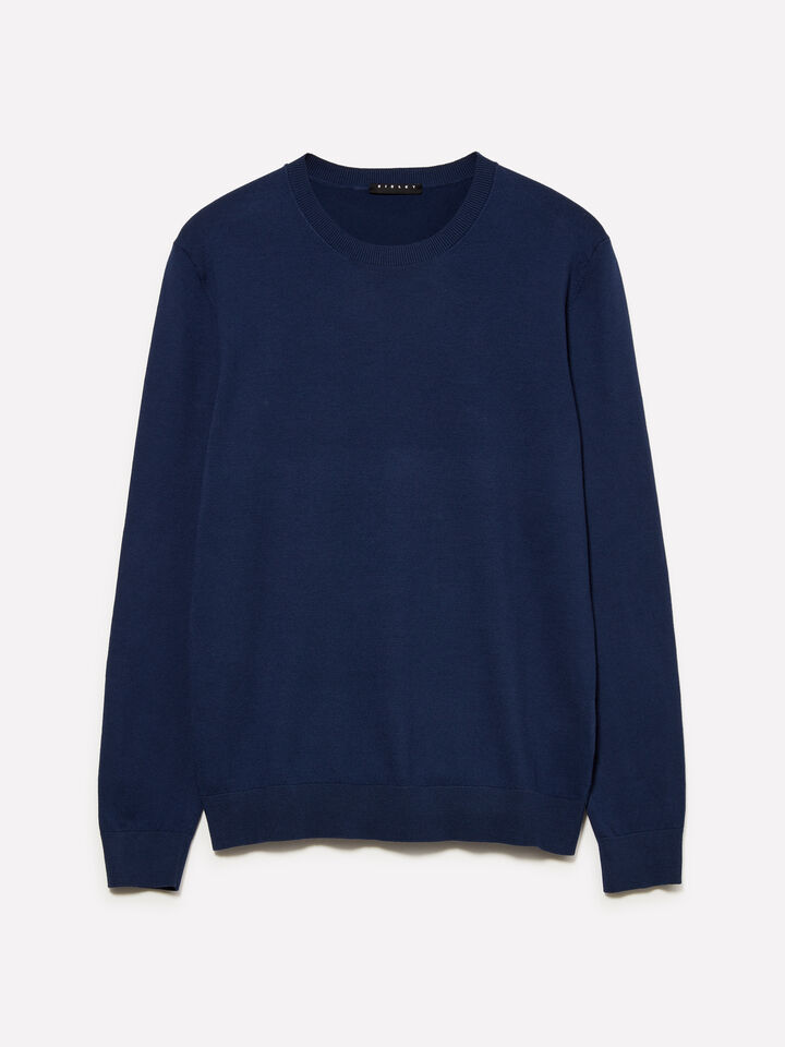 Blue crew neck sweater - men's crew neck sweaters - Dark Blue | Sisley image number 1